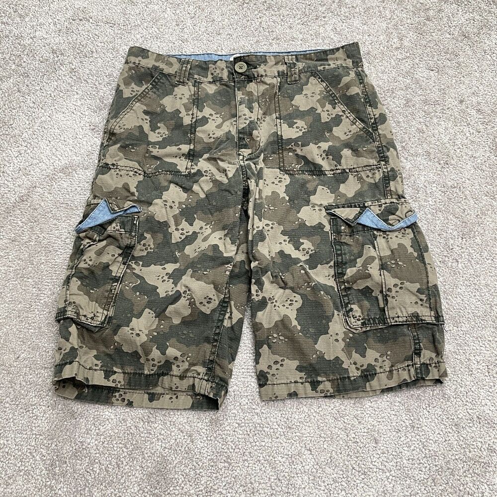 Levi's Camo Cargo Shorts Boys Kids 16 Green Camouflage Cotton Casual Outdoor